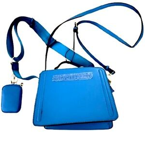 Chic Blue Crossbody Bag with Mini Pouch